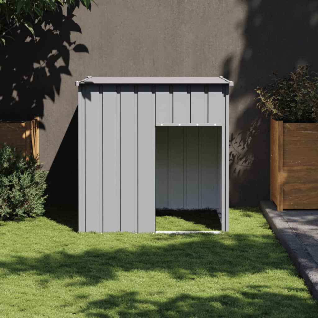 vidaXL Domek dla psa z dachem, jasnoszary, 110x103x109 cm, ocynkowana stal