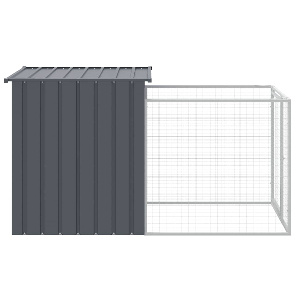 vidaXL Buda dla psa, z wybiegiem, antracytowa, 110x201x110 cm, stal