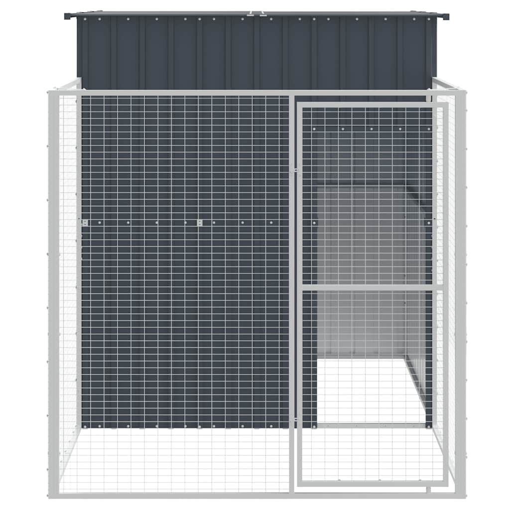 vidaXL Buda dla psa, z wybiegiem, antracytowa, 165x251x181 cm, stal