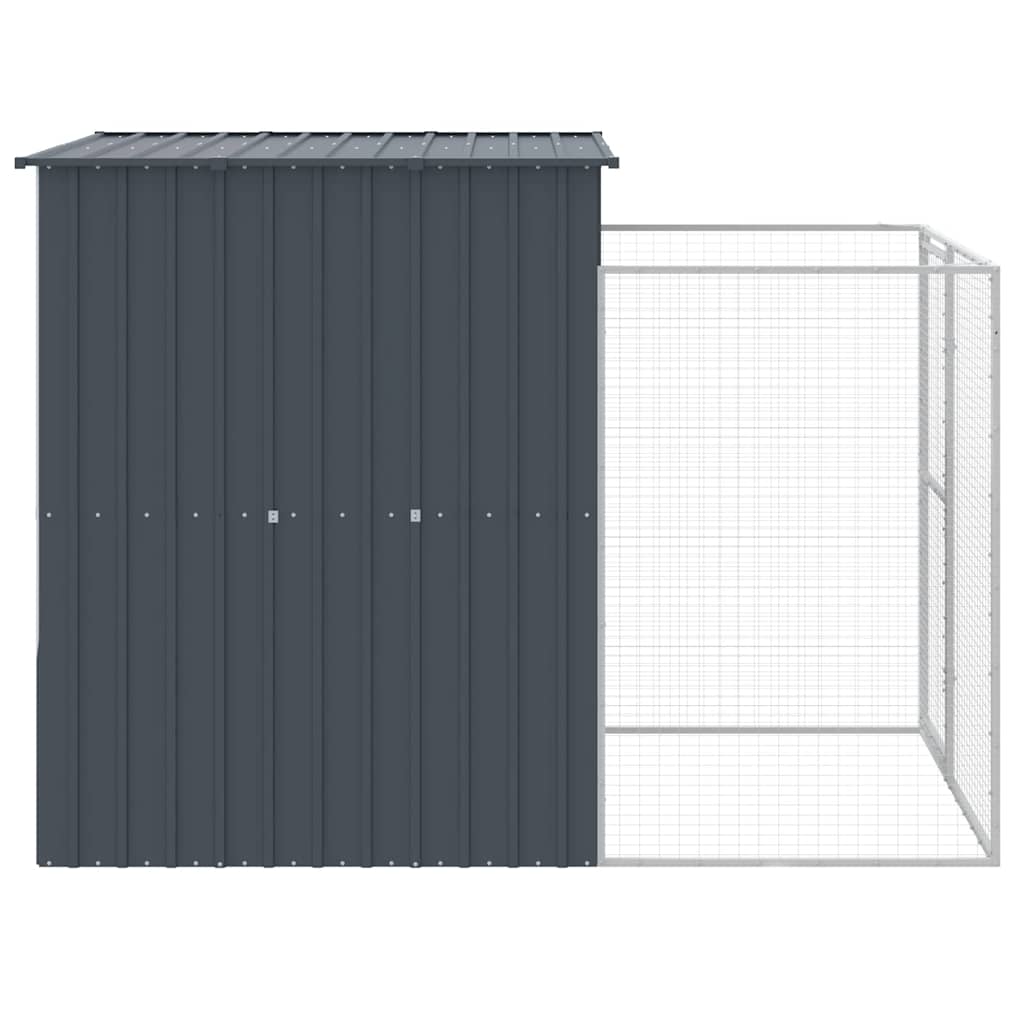 vidaXL Buda dla psa, z wybiegiem, antracytowa, 165x251x181 cm, stal