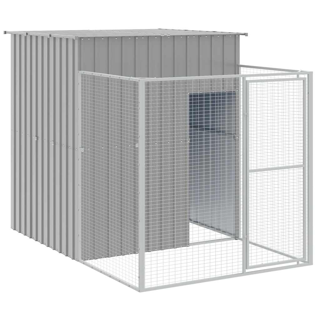 vidaXL Buda dla psa, z wybiegiem, jasnoszara, 165x251x181 cm, stal
