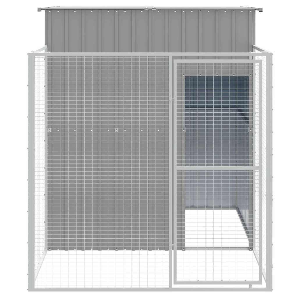 vidaXL Buda dla psa, z wybiegiem, jasnoszara, 165x251x181 cm, stal