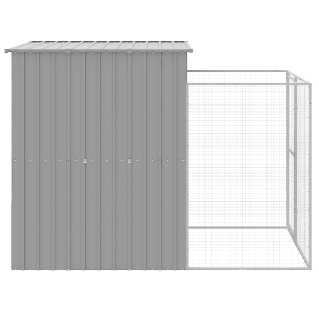 vidaXL Buda dla psa, z wybiegiem, jasnoszara, 165x251x181 cm, stal