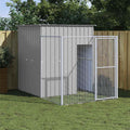 vidaXL Buda dla psa, z wybiegiem, jasnoszara, 165x251x181 cm, stal