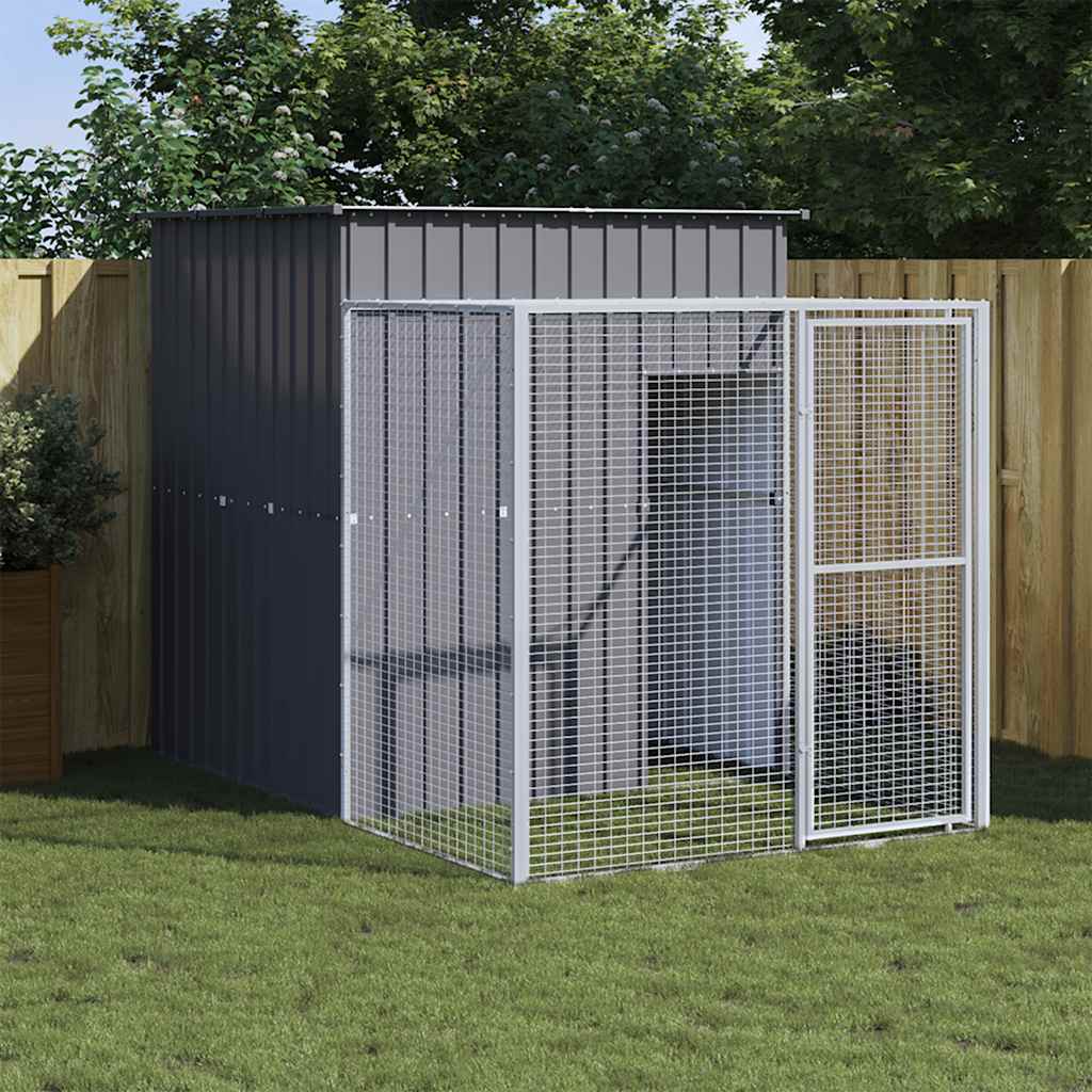 vidaXL Kurnik z wybiegiem, antracytowy, 165x251x181 cm, stal
