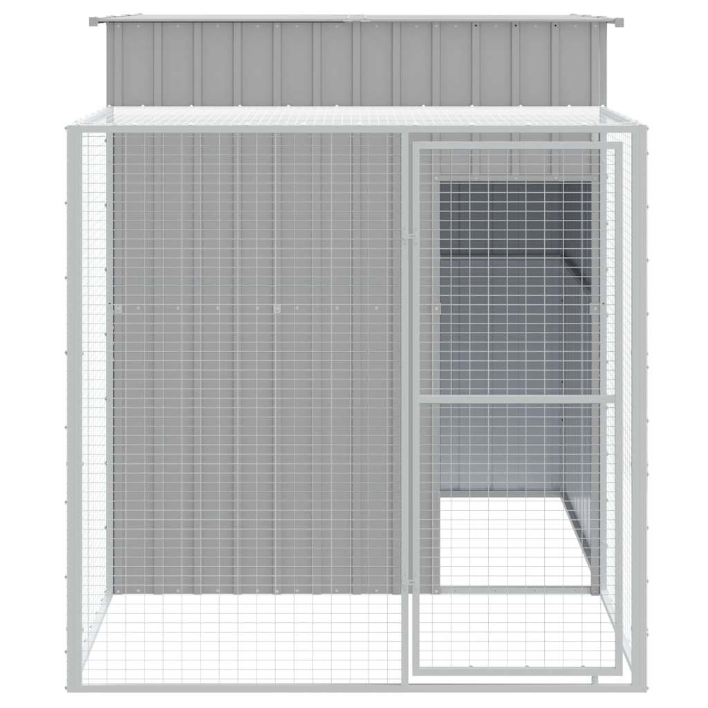 vidaXL Kurnik z wybiegiem, jasnoszary, 165x251x181 cm, stal
