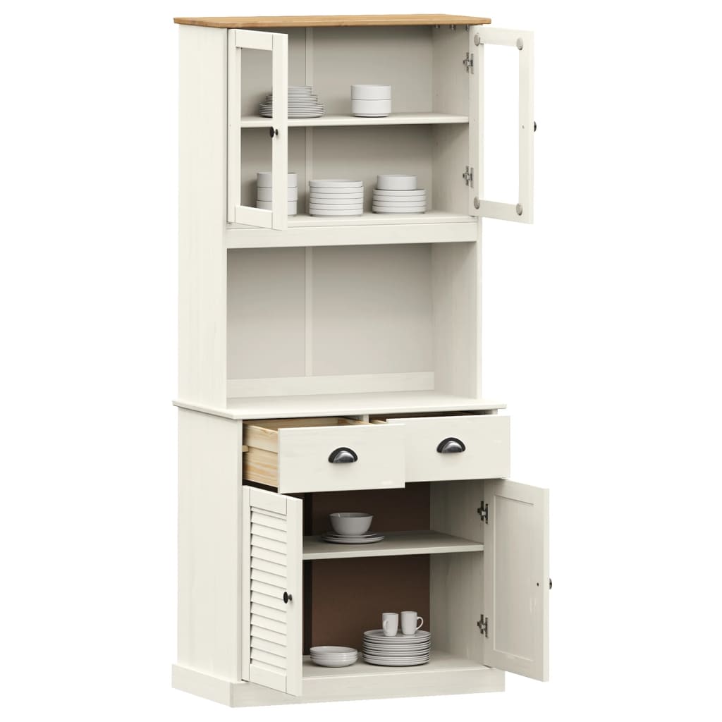 vidaXL Kredens VIGO, biały, 78x40x175 cm, lite drewno sosnowe