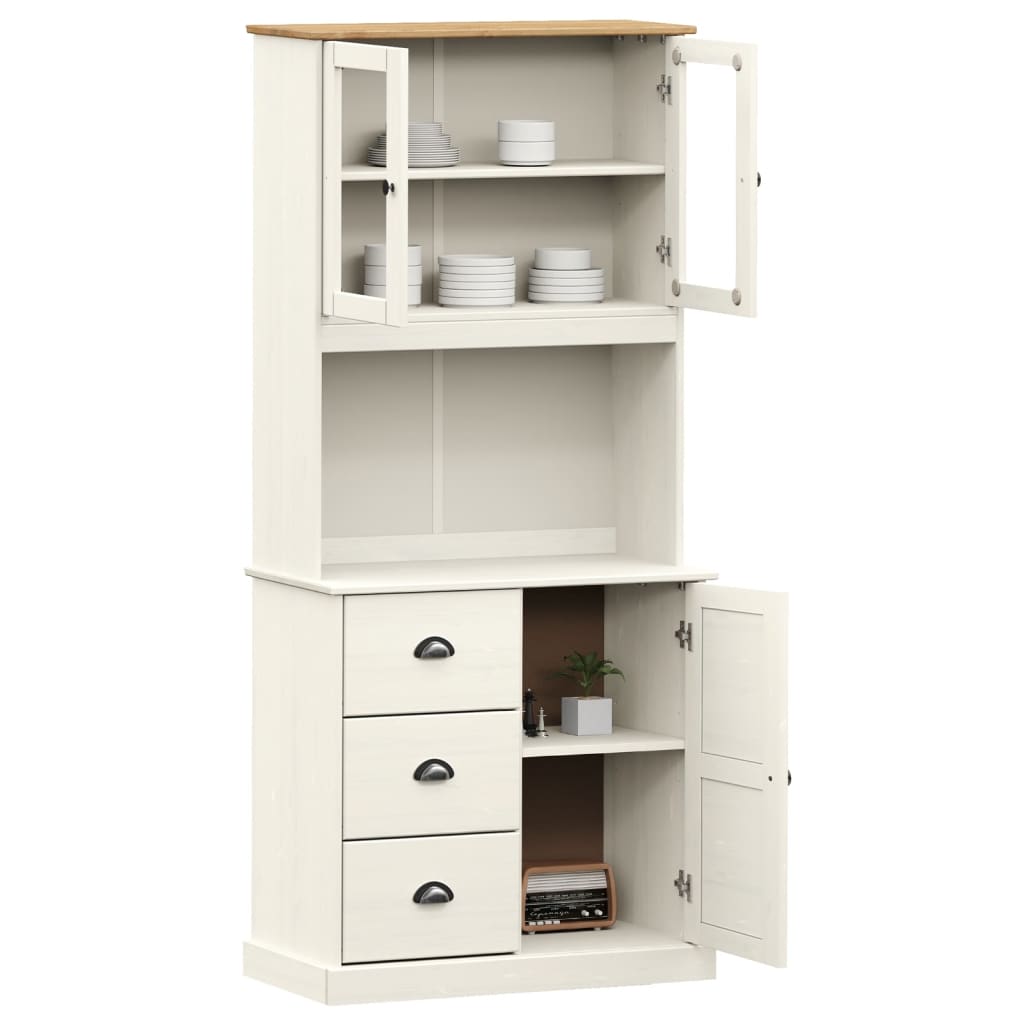 vidaXL Kredens VIGO, biały, 78x40x175 cm, lite drewno sosnowe