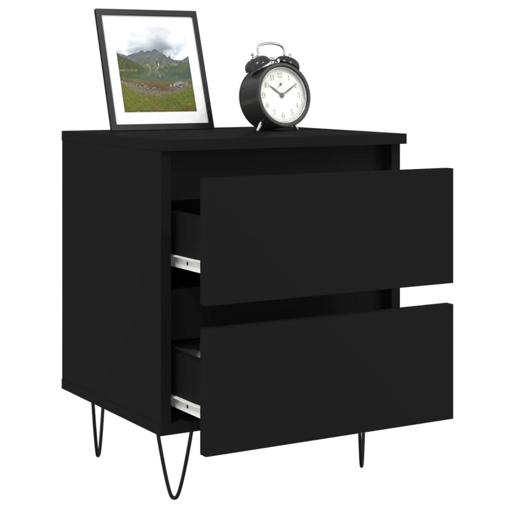vidaXL Szafka nocna, czarny, 40x35x50 cm, materiał drewnopochodny