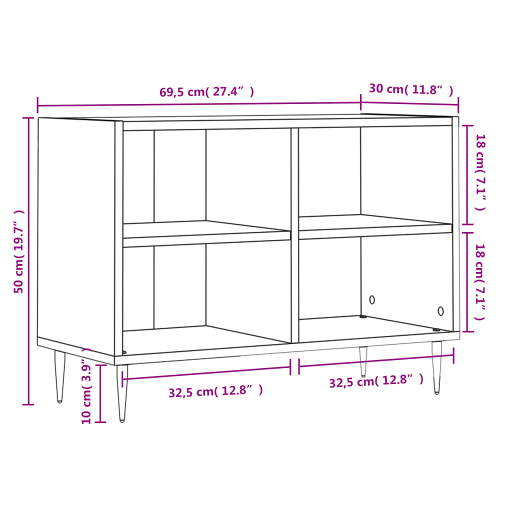 vidaXL Szafka pod TV, szarość betonu, 69,5x30x50 cm