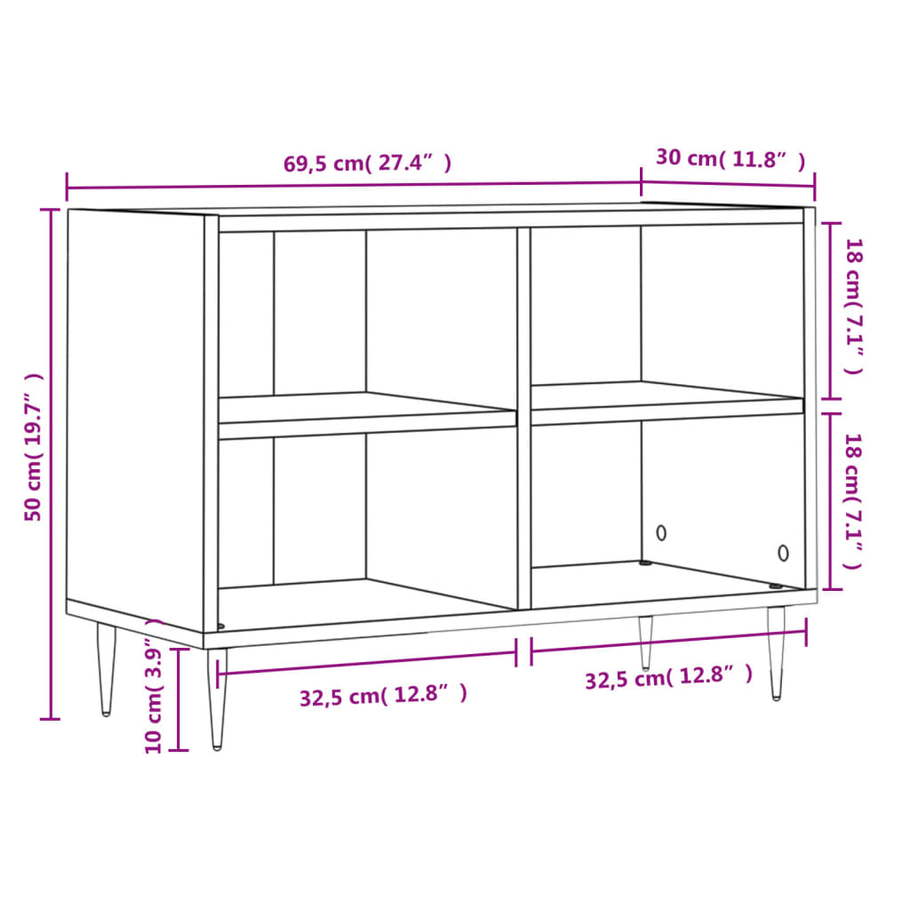 vidaXL Szafka pod TV, szary dąb sonoma, 69,5x30x50 cm