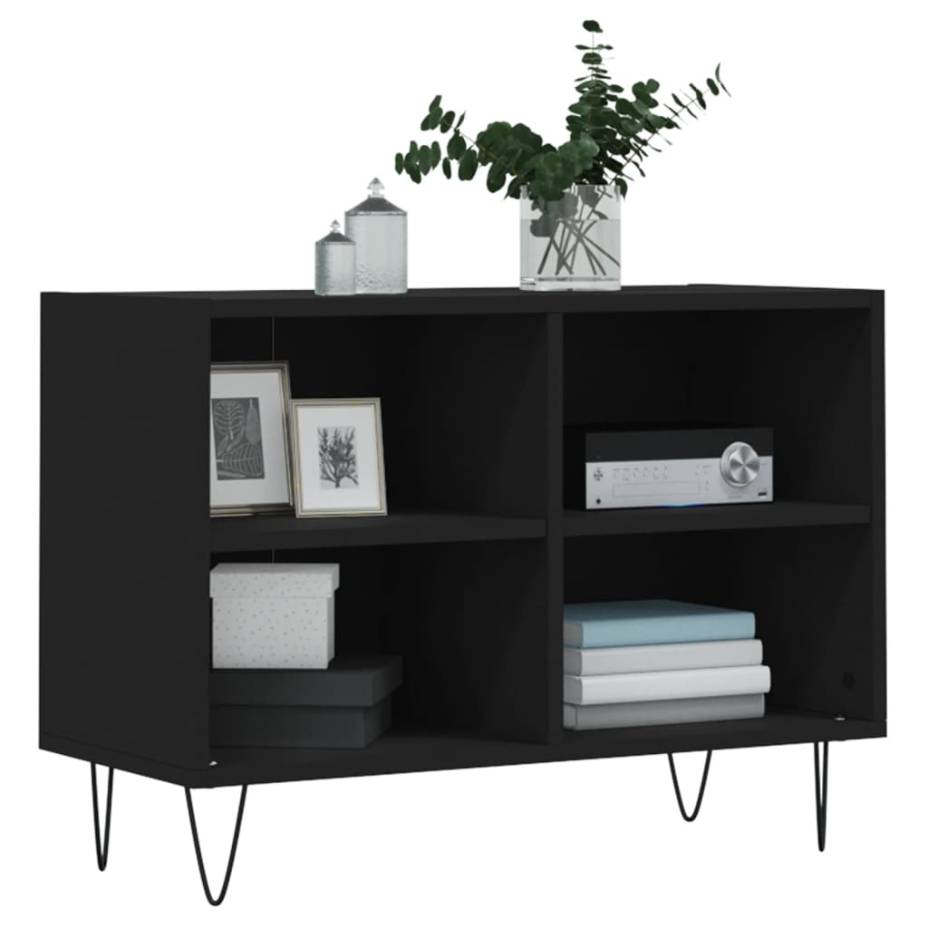 vidaXL Szafka pod TV, czarna, 69,5x30x50 cm, materiał drewnopochodny