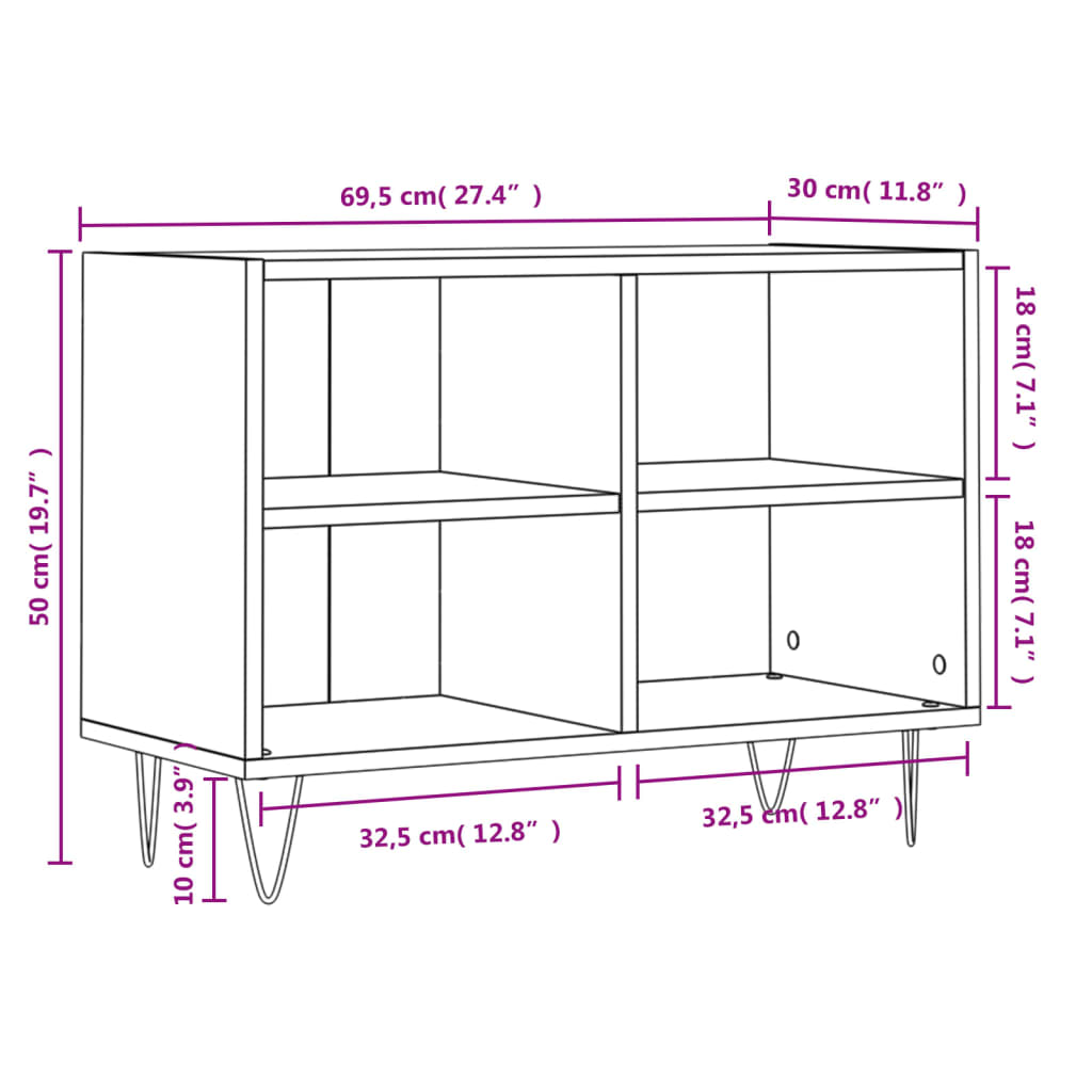 vidaXL Szafka pod TV, czarna, 69,5x30x50 cm, materiał drewnopochodny