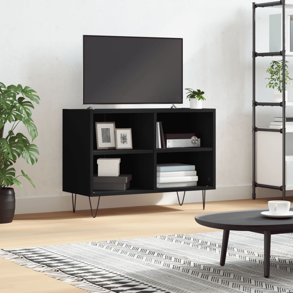 vidaXL Szafka pod TV, czarna, 69,5x30x50 cm, materiał drewnopochodny