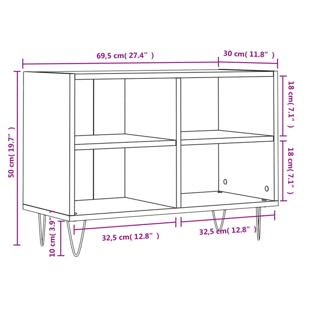 vidaXL Szafka TV, dąb sonoma, 69,5x30x50 cm, materiał drewnopochodny