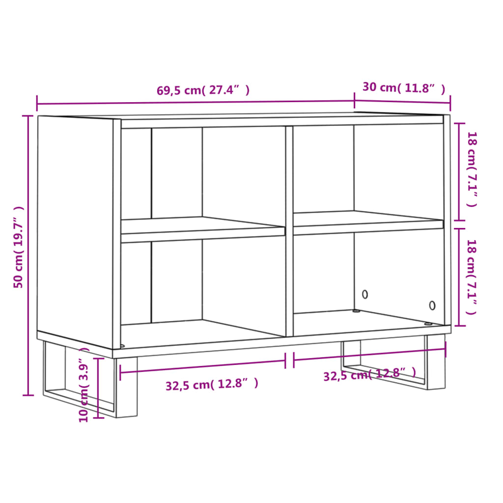 vidaXL Szafka pod TV, biała, 69,5x30x50 cm, materiał drewnopochodny