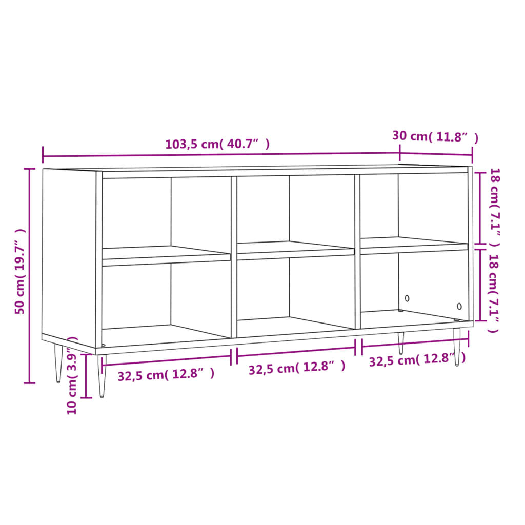 vidaXL Szafka pod TV, biała, 103,5x30x50 cm, materiał drewnopochodny