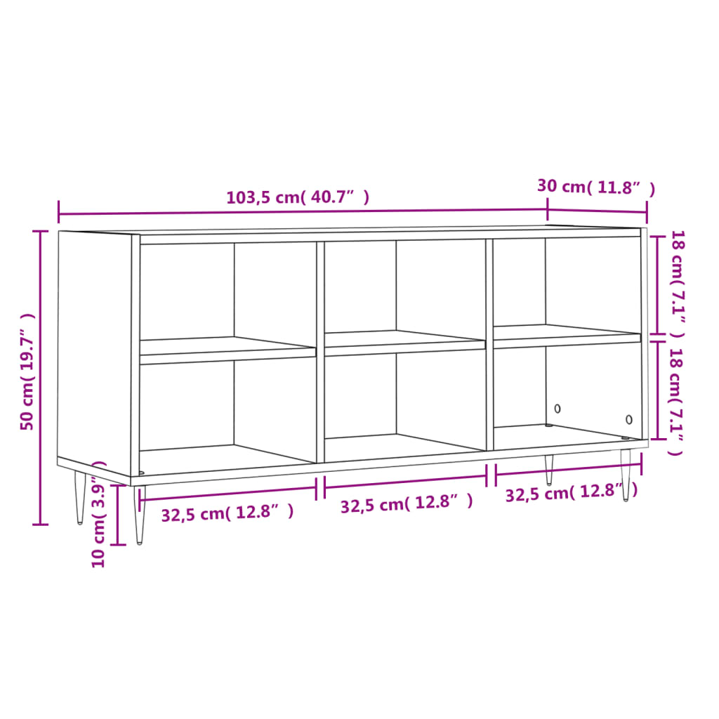 vidaXL Szafka pod TV, dąb sonoma, 103,5x30x50 cm