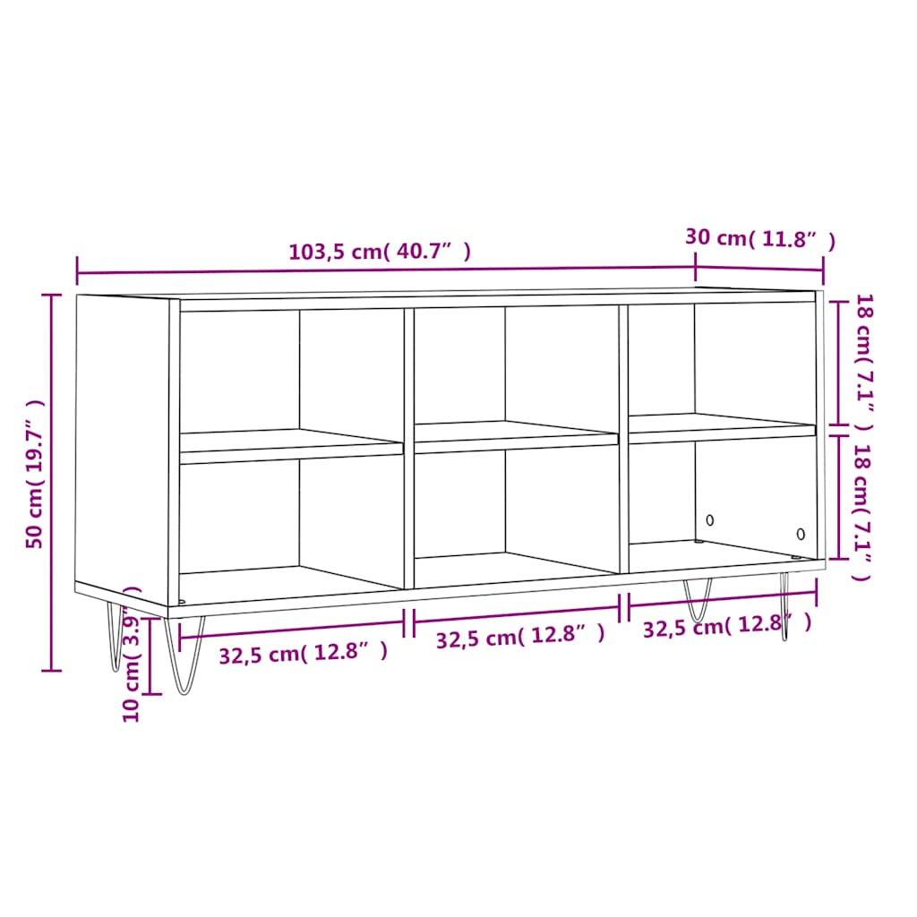 vidaXL Szafka pod TV, biała, 103,5x30x50 cm, materiał drewnopochodny