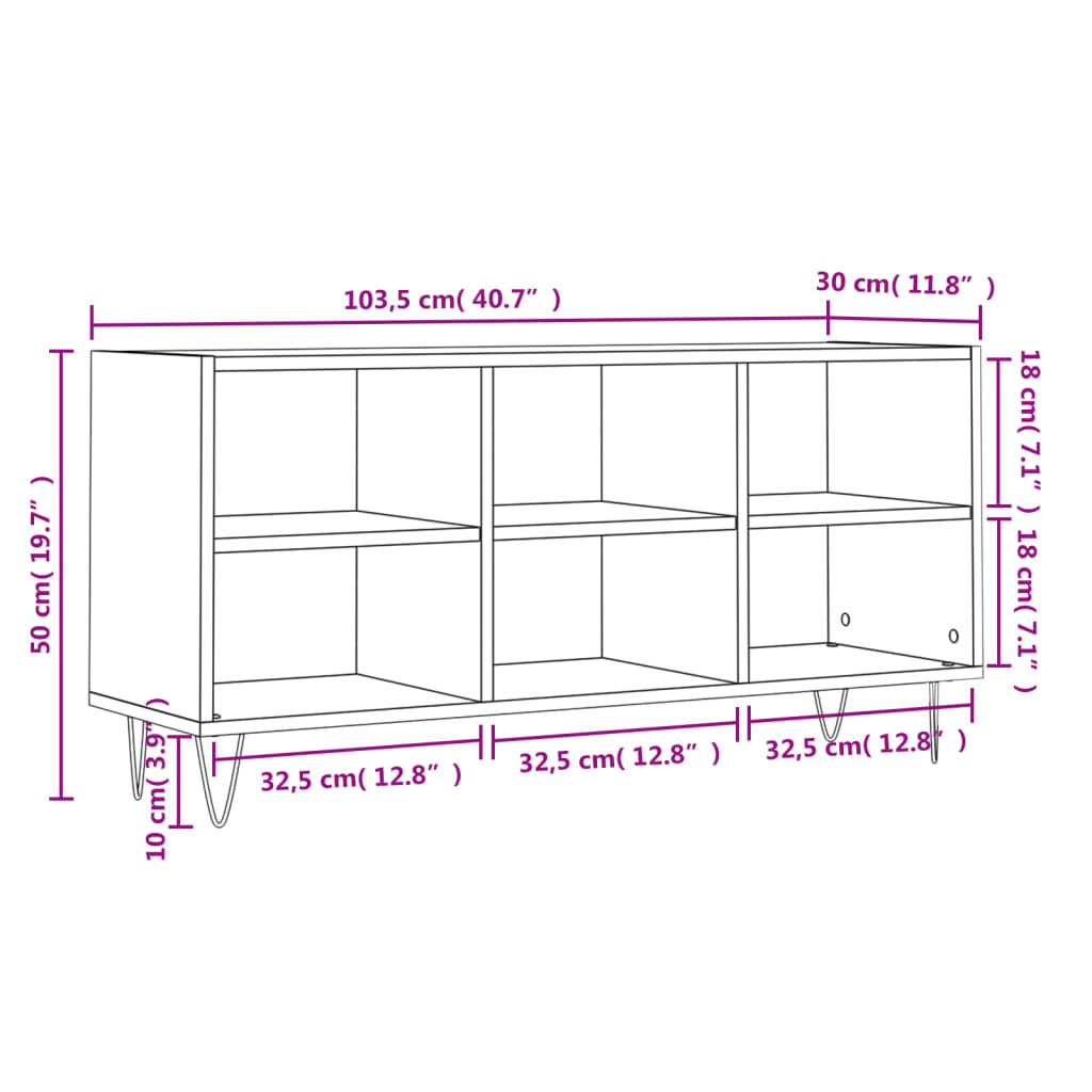 vidaXL Szafka pod TV, dąb sonoma, 103,5x30x50 cm
