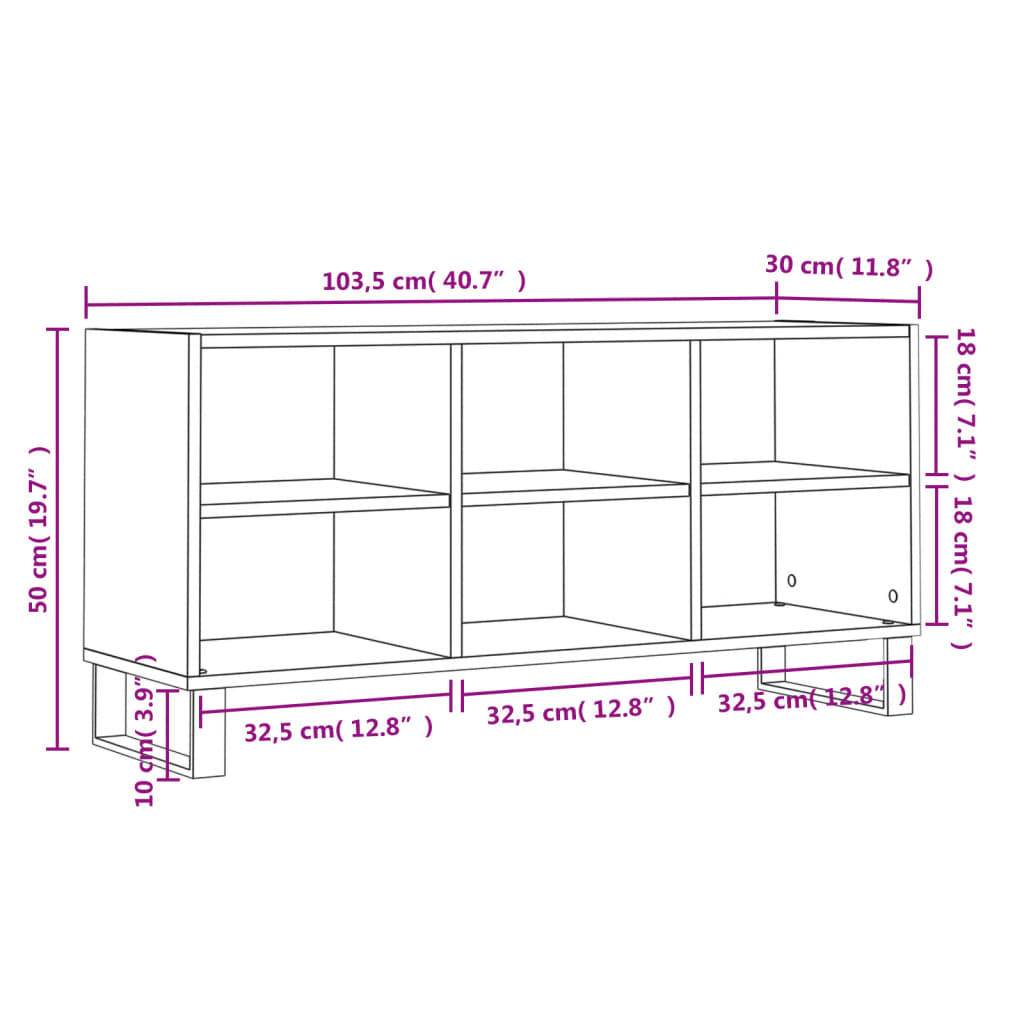 vidaXL Szafka pod TV, biała, 103,5x30x50 cm, materiał drewnopochodny