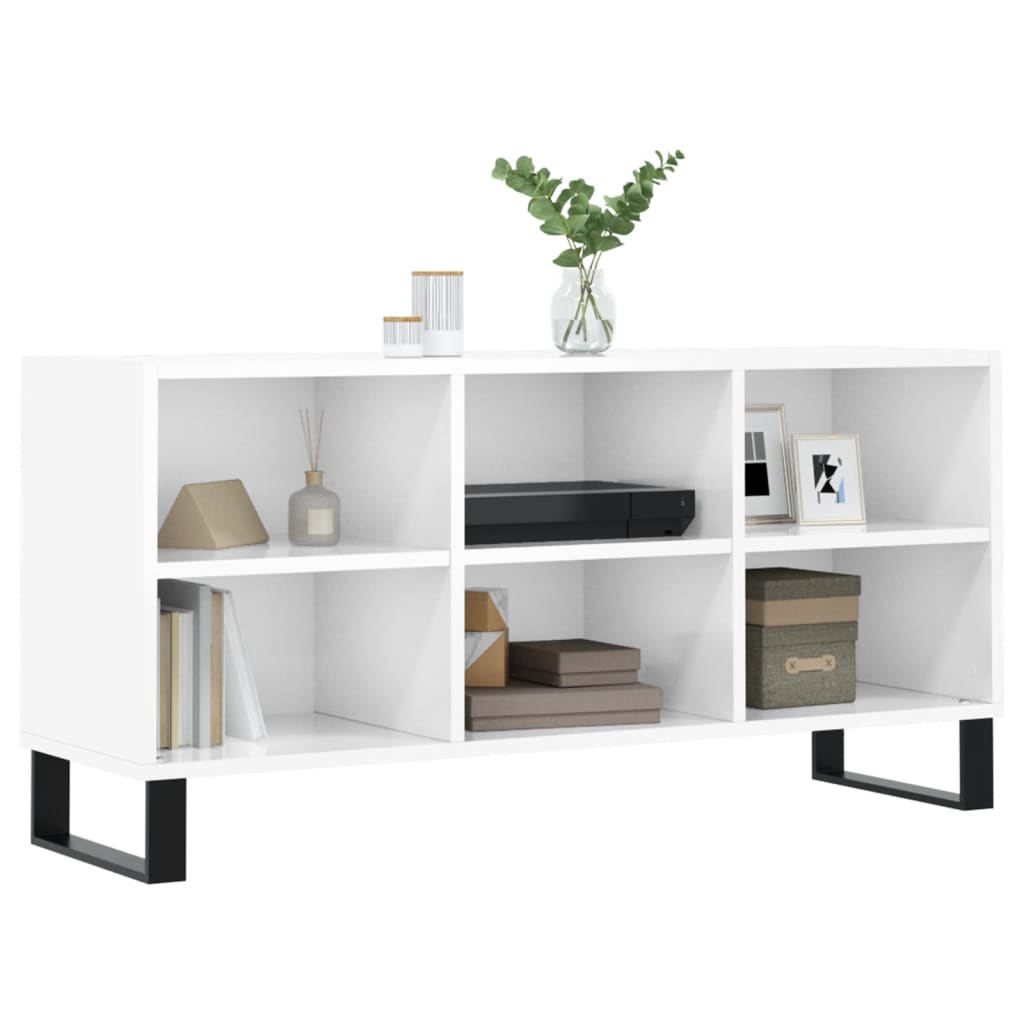 vidaXL Szafka pod TV, biała, wysoki połysk, 103,5x30x50 cm