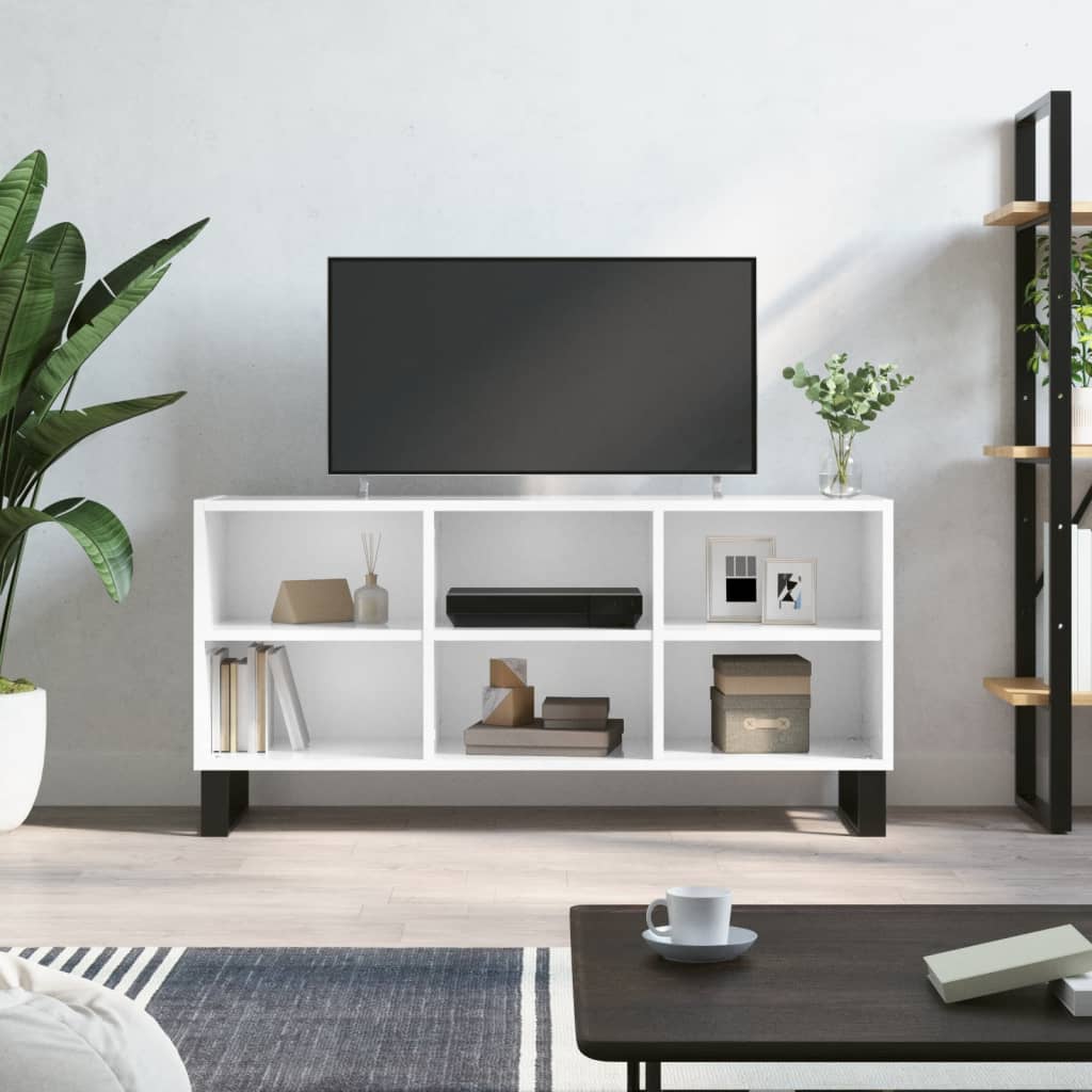 vidaXL Szafka pod TV, biała, wysoki połysk, 103,5x30x50 cm