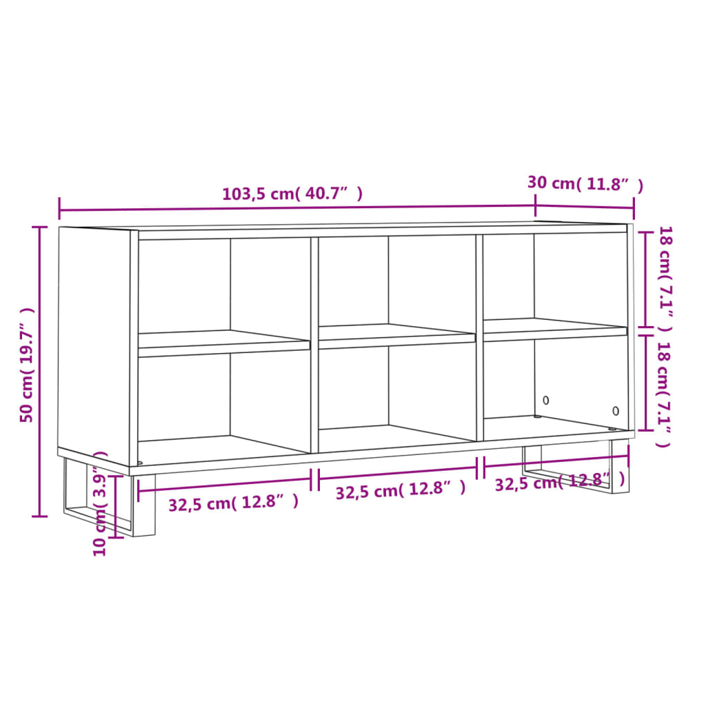 vidaXL Szafka pod TV, dąb sonoma, 103,5x30x50 cm