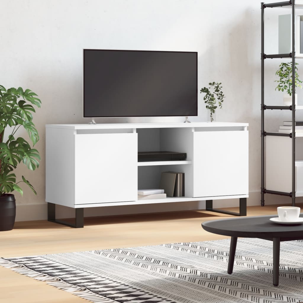 vidaXL Szafka pod TV, biała, 104x35x50 cm, materiał drewnopochodny