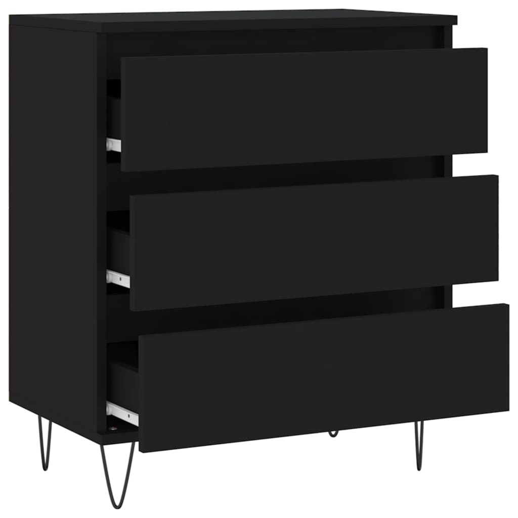 vidaXL Komoda, czarna, 60x35x70 cm, materiał drewnopochodny