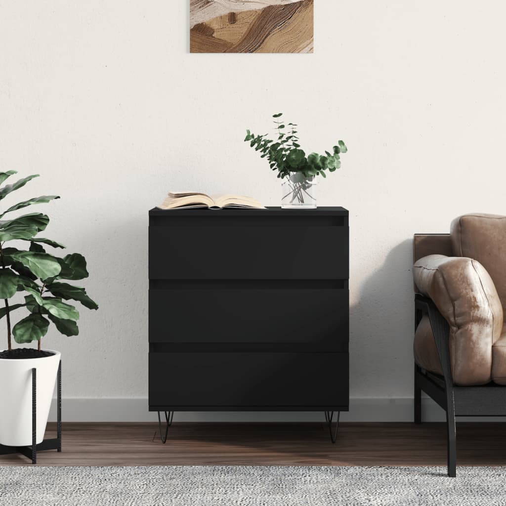vidaXL Komoda, czarna, 60x35x70 cm, materiał drewnopochodny