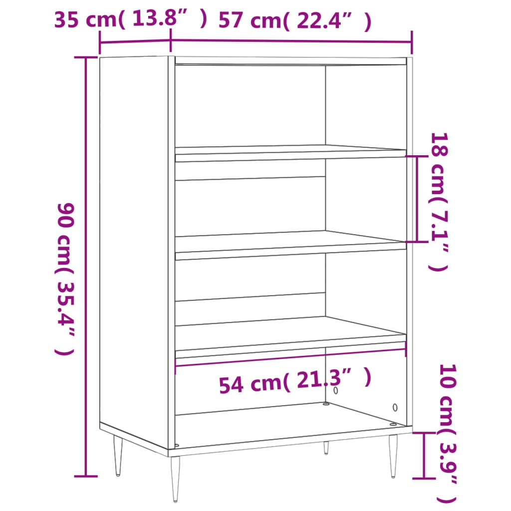 vidaXL Szafka, czarna, 57x35x90 cm, materiał drewnopochodny