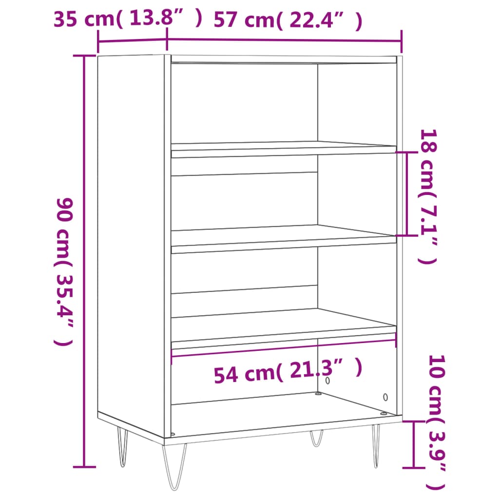 vidaXL Szafka, czarna, 57x35x90 cm, materiał drewnopochodny