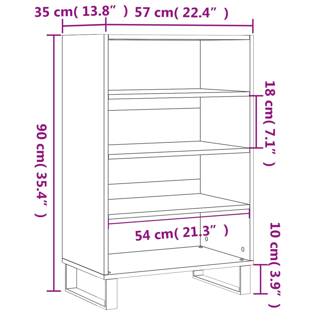 vidaXL Szafka, biała, 57x35x90 cm, materiał drewnopochodny
