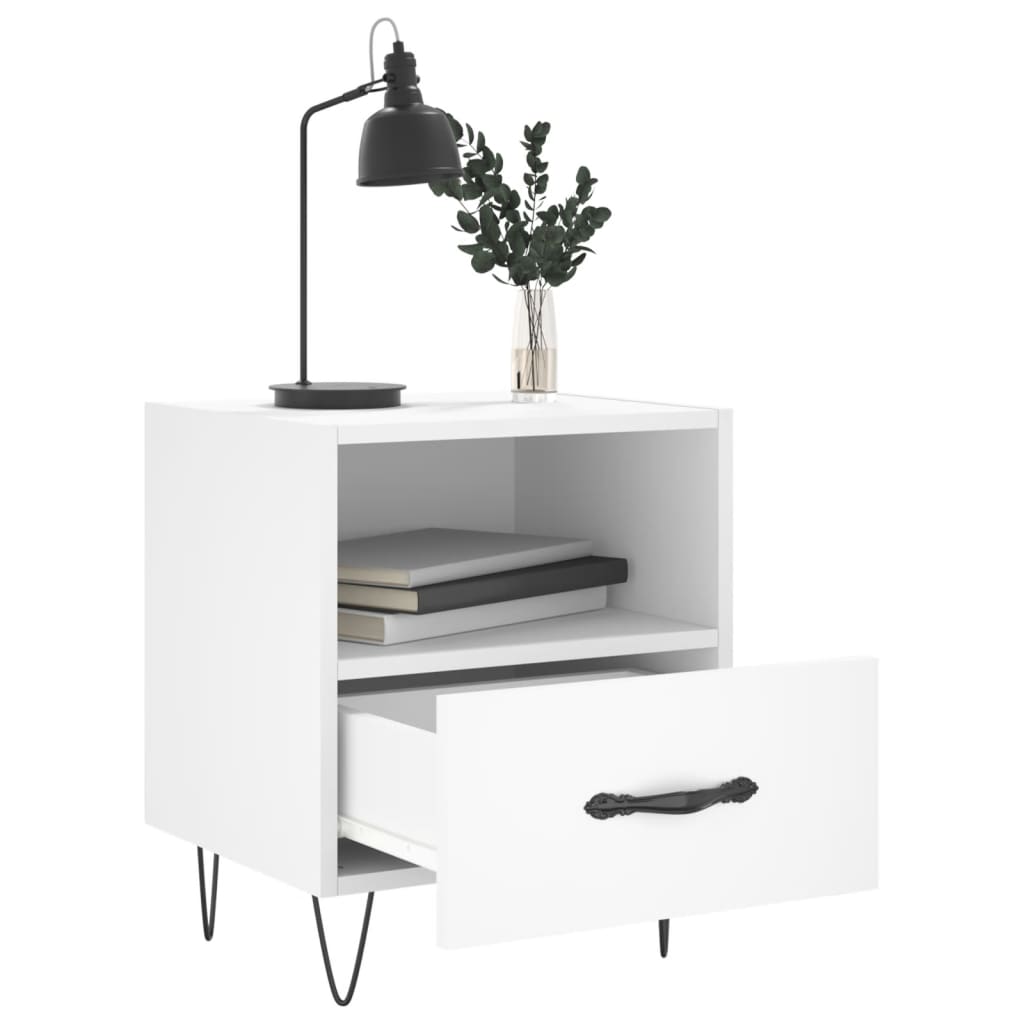 vidaXL Szafka nocna, biała, 40x35x47,5 cm, materiał drewnopochodny