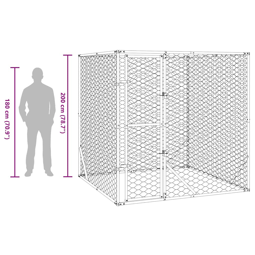 vidaXL Kojec zewnętrzny dla psa, 2x2x2 m, stal galwanizowana