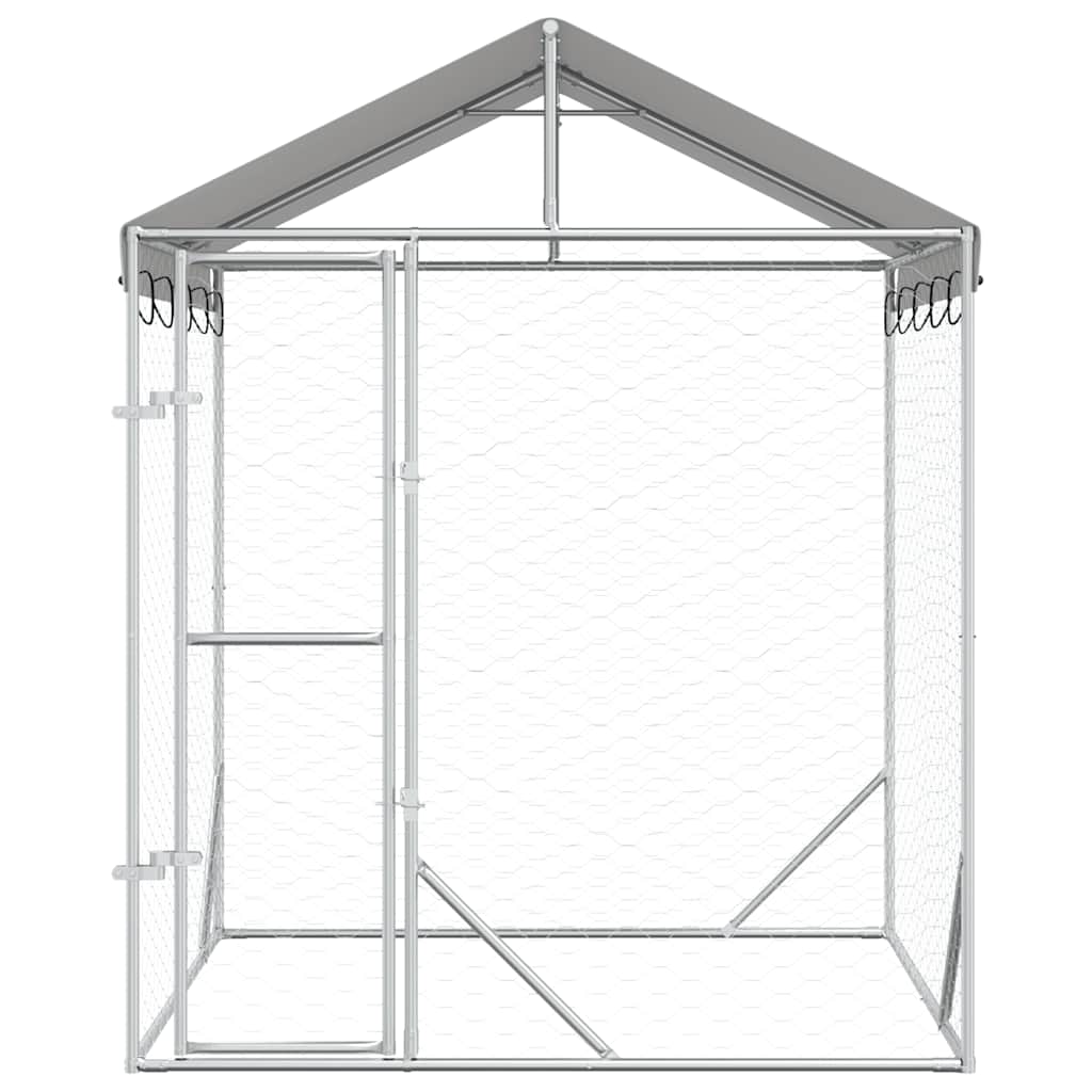 vidaXL Kojec dla psa, z dachem, srebrny, 2x2x2,5 m, stal galwanizowana