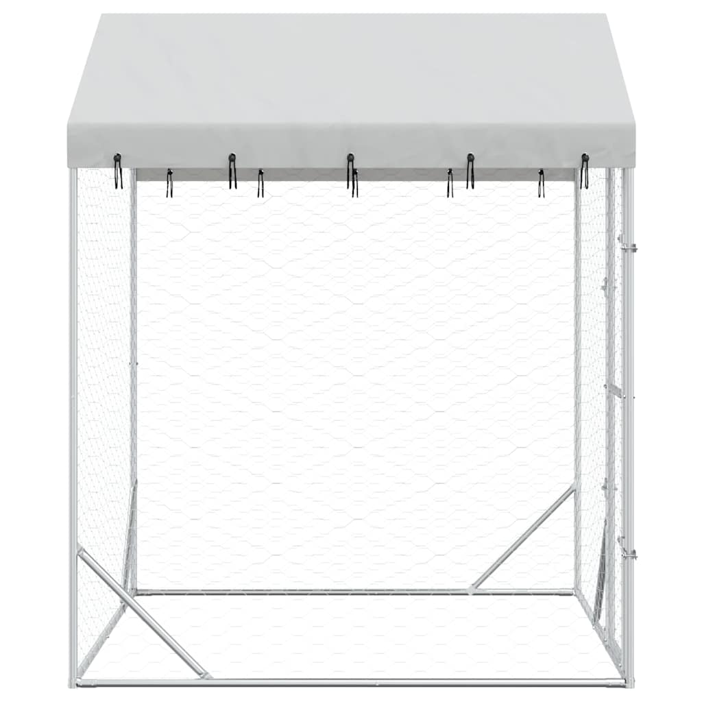 vidaXL Kojec dla psa, z dachem, srebrny, 2x2x2,5 m, stal galwanizowana