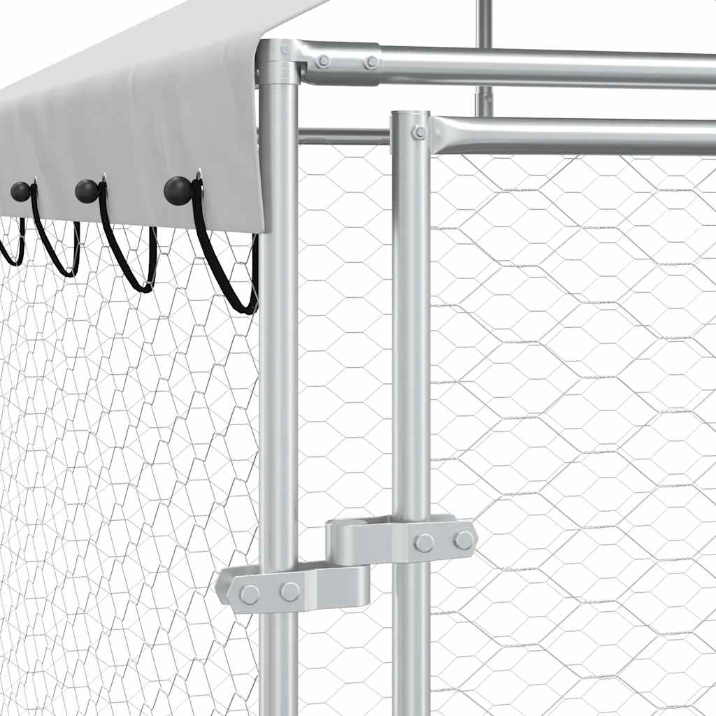 vidaXL Kojec dla psa, z dachem, srebrny, 2x2x2,5 m, stal galwanizowana