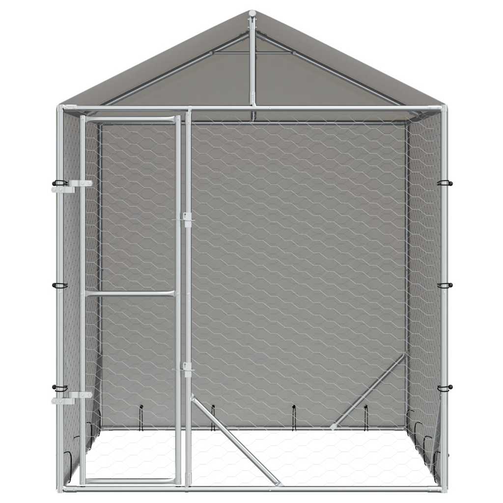 vidaXL Kojec dla psa, z dachem, srebrny, 2x2x2,5 m, stal galwanizowana