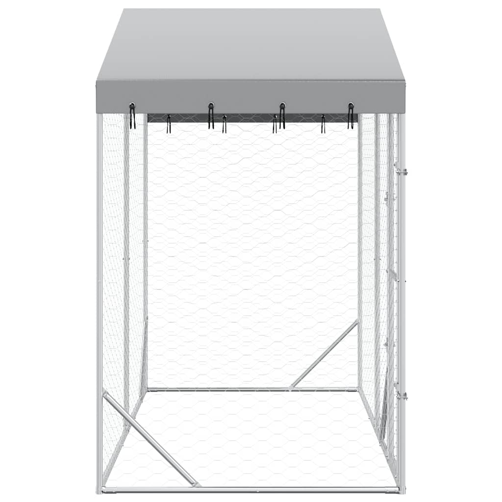 vidaXL Kojec dla psa, z dachem, srebrny, 3x1,5x2,5 m, stal