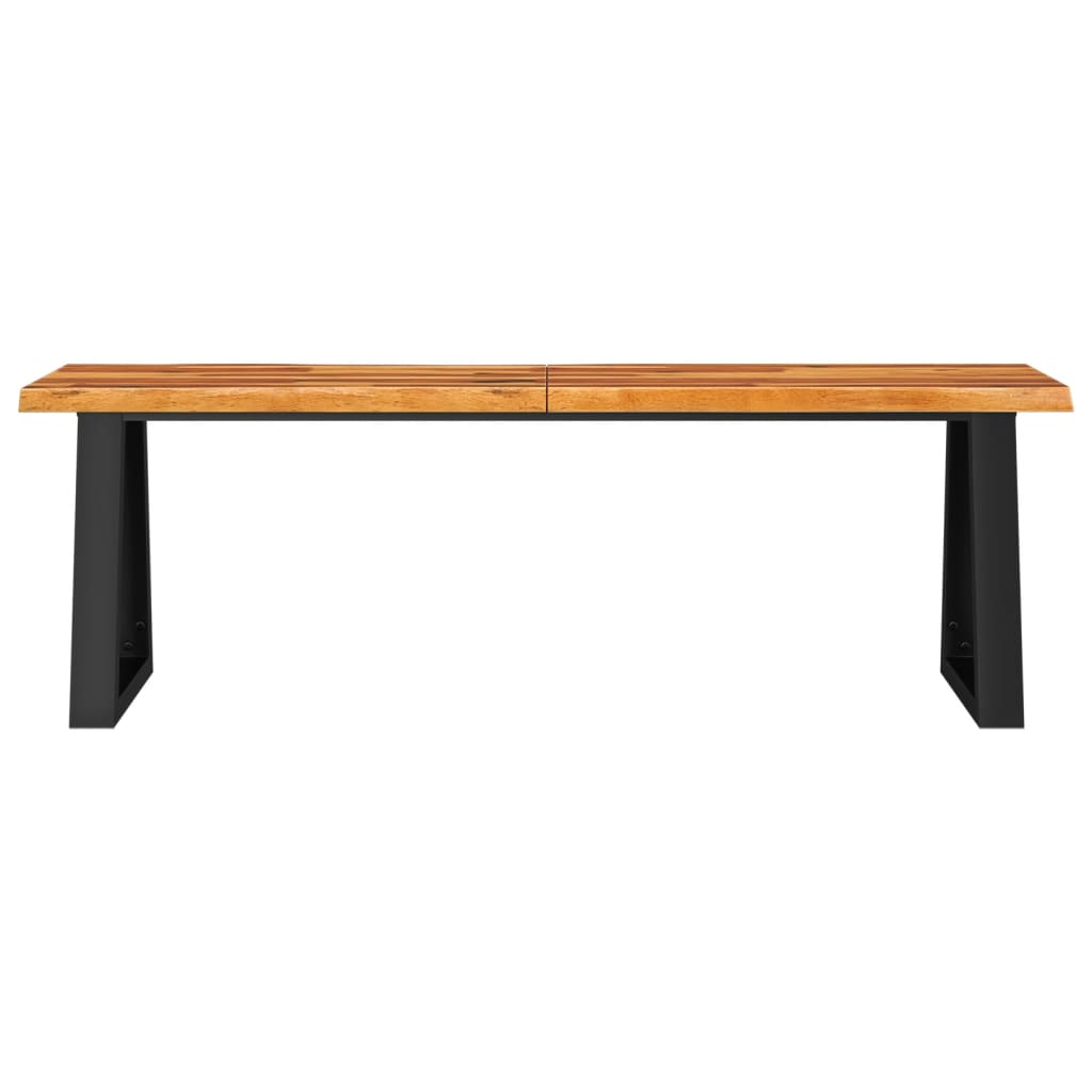 vidaXL Ławka z naturalną krawędzią, 140 cm, lite drewno akacjowe