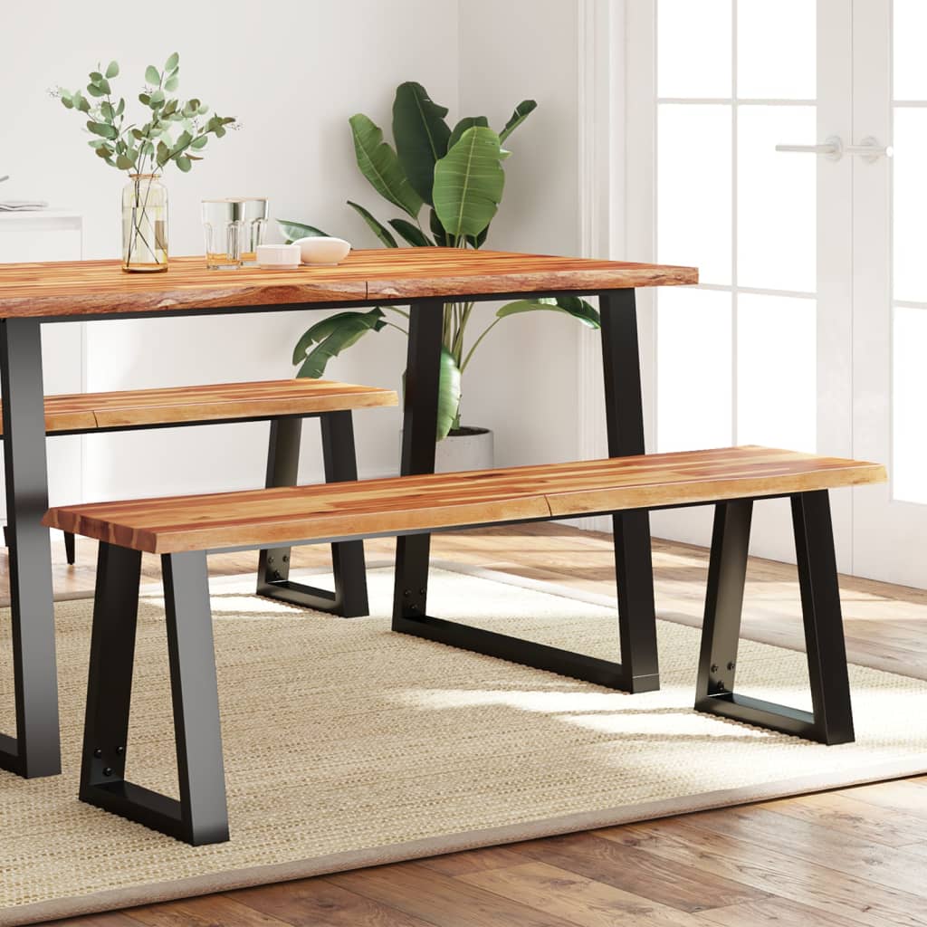 vidaXL Ławka z naturalną krawędzią, 140 cm, lite drewno akacjowe
