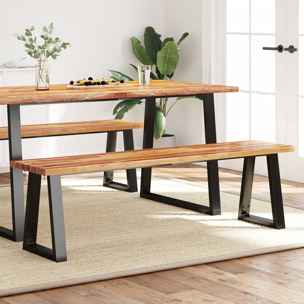 vidaXL Ławka z naturalną krawędzią, 160 cm, lite drewno akacjowe