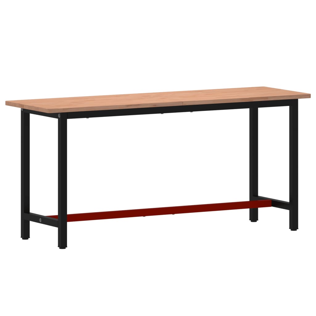 vidaXL Stół roboczy, 180x55x81,5 cm, lite drewno bukowe i metal