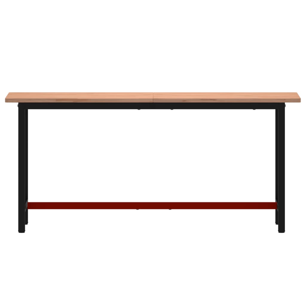 vidaXL Stół roboczy, 180x55x81,5 cm, lite drewno bukowe i metal