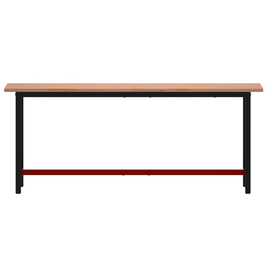 vidaXL Stół roboczy, 200x55x81,5 cm, lite drewno bukowe i metal