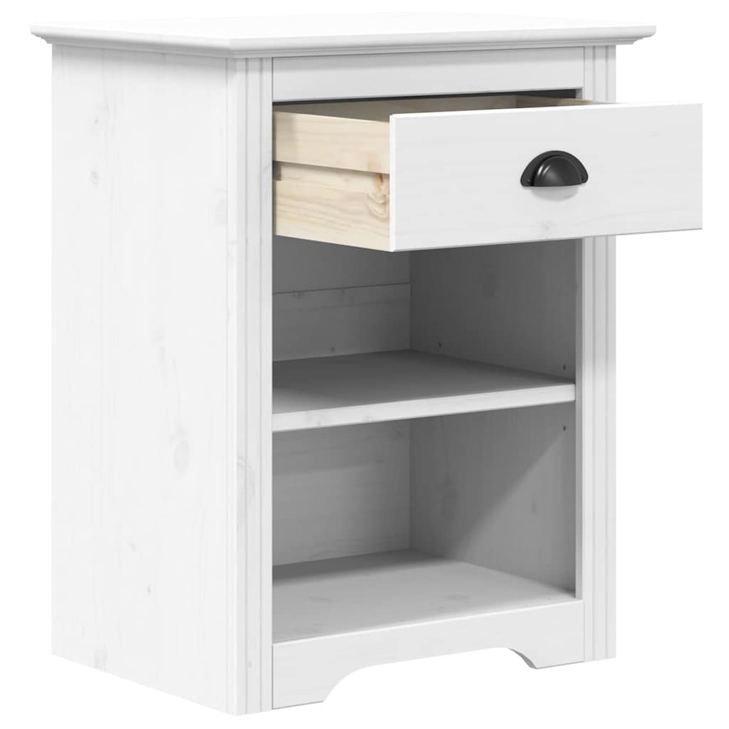 vidaXL Szafka nocna BODO, biała, 53x38,5x67 cm, lite drewno sosnowe
