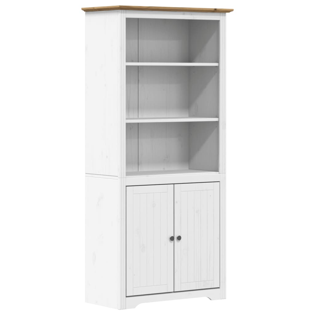 vidaXL Biblioteczka BODO, biało-brązowa, 82x40x173 cm, lita sosna
