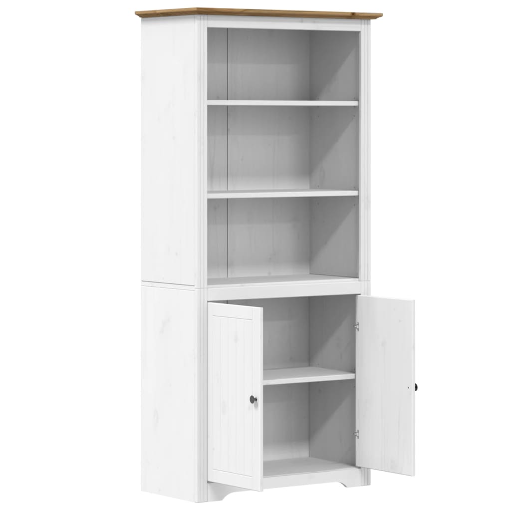 vidaXL Biblioteczka BODO, biało-brązowa, 82x40x173 cm, lita sosna